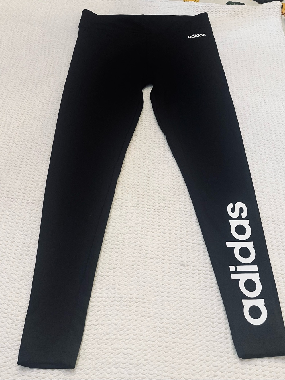 adidas Black Leggings with White Side Logo - Kids